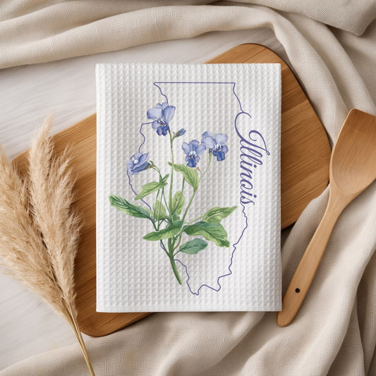 Illinois State Flower Tea Towel - Common Blue Violet