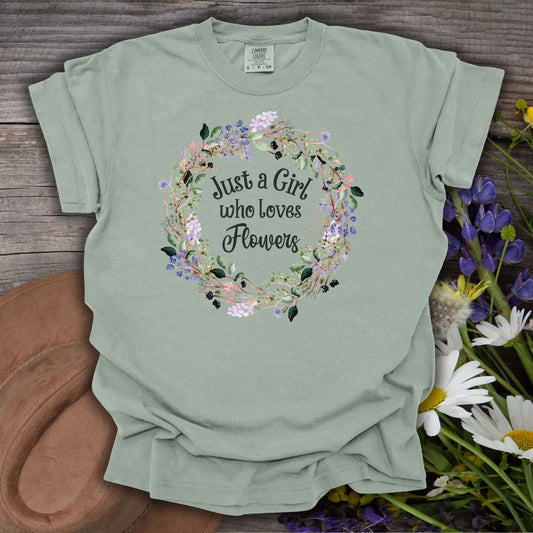Just a Girl Who Loves Flowers Wreath T-Shirt