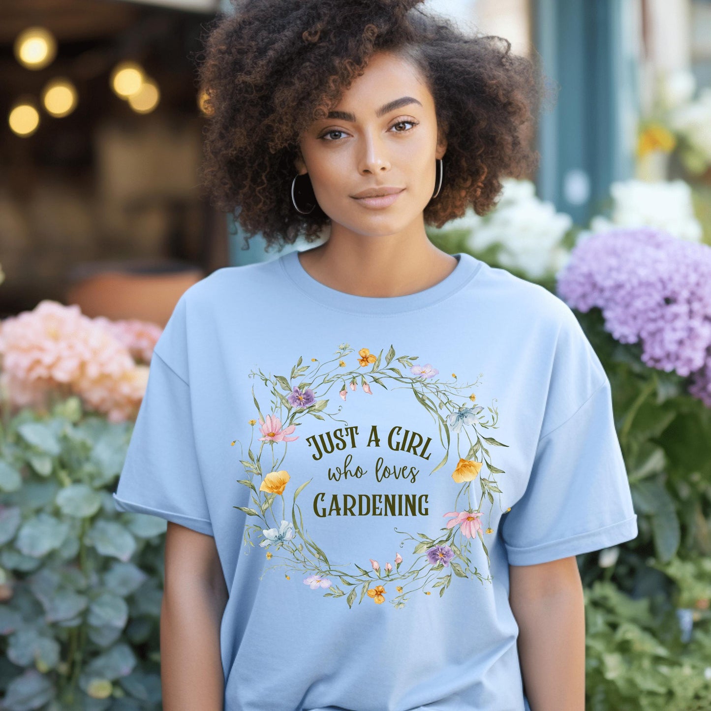 Wild Petal Threads T-Shirt Just a Girl Who Loves Gardening T-Shirt