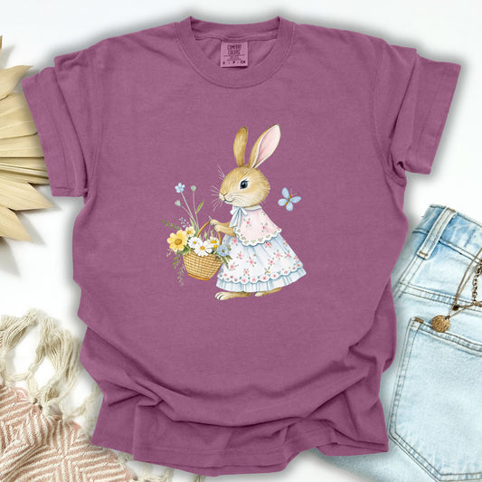 Lady Bunny with Spring Flower Basket T-Shirt