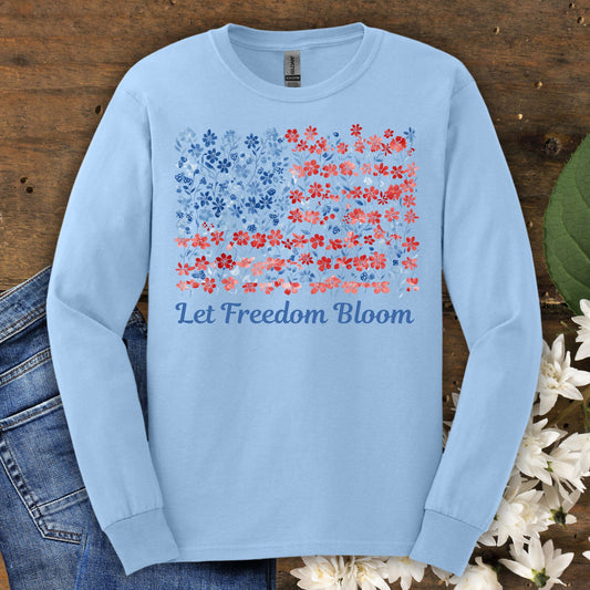 Let Freedom Bloom Floral Flag Long Sleeve Tee