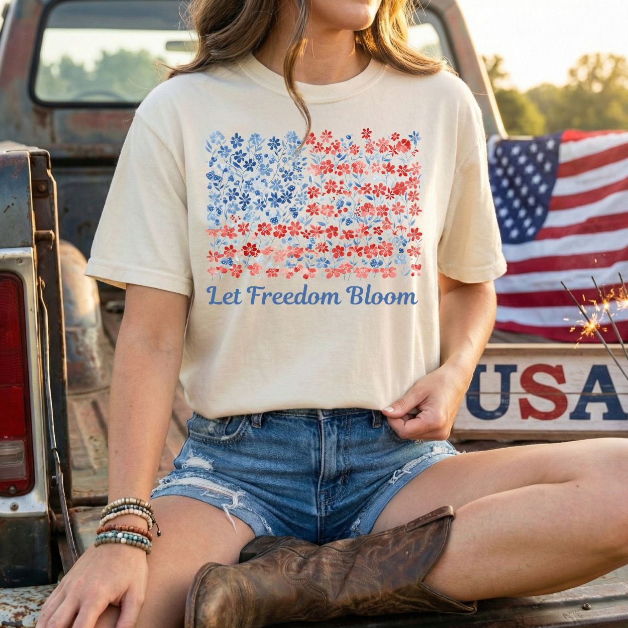 Let Freedom Bloom USA Flag T-Shirt
