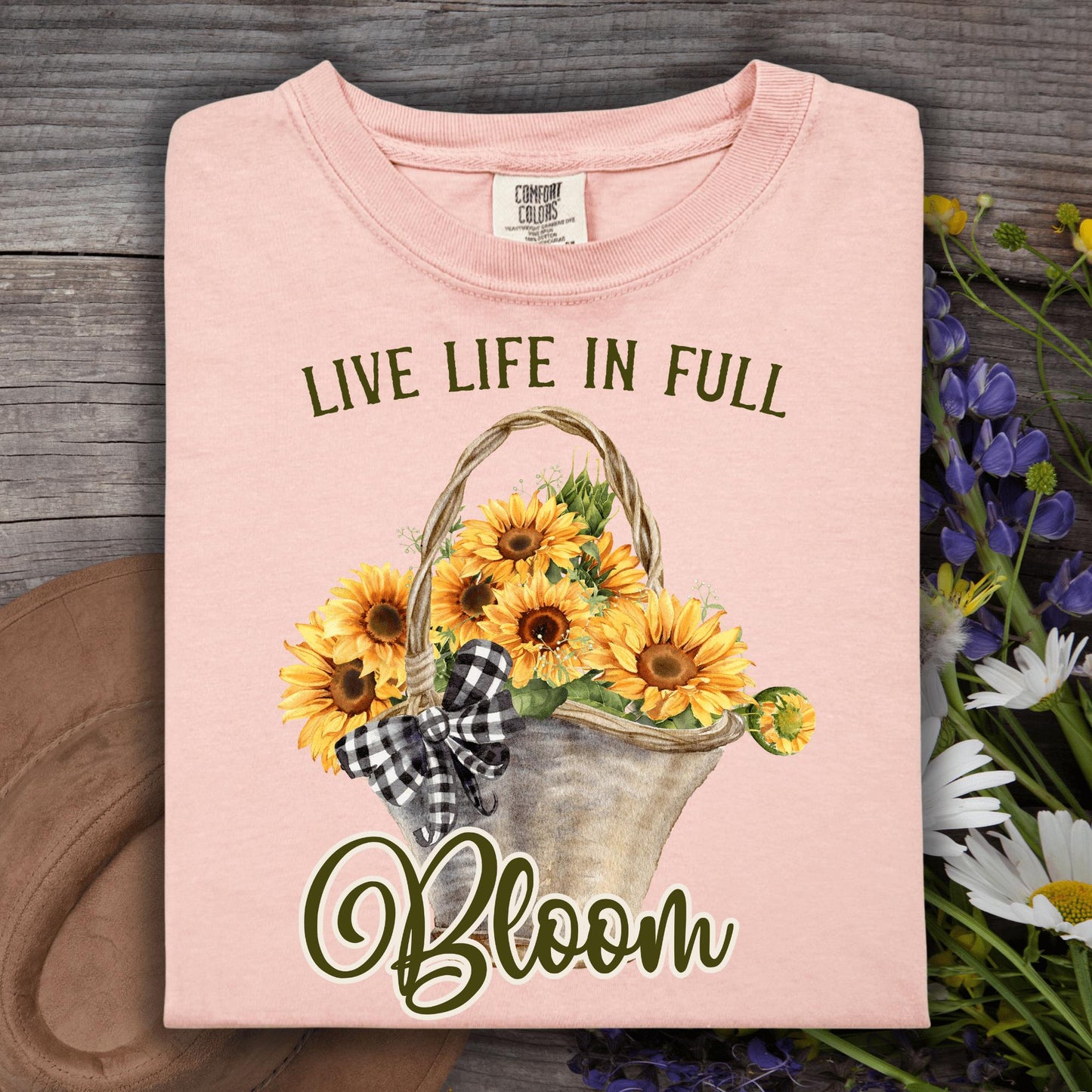 Wild Petal Threads T-Shirt S / peachy Live Life in Full Bloom Sunflower T-Shirt