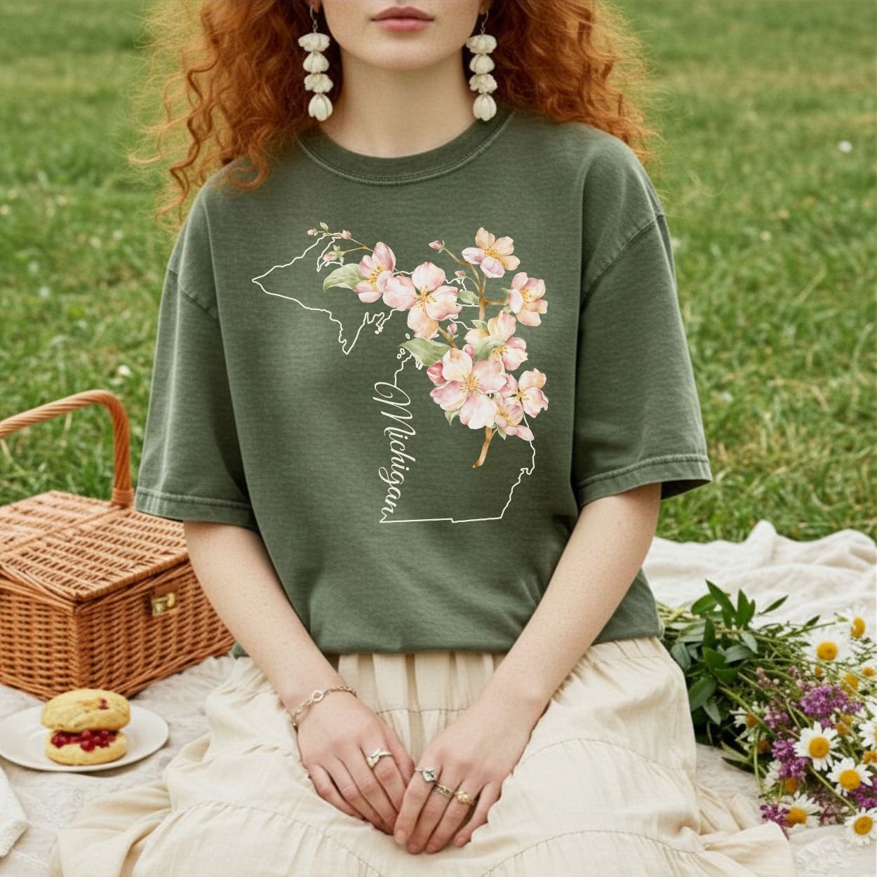 Michigan State Flower T-Shirt - Apple Blossom