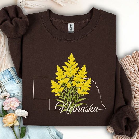 Nebraska State Flower Sweatshirt - Giant Goldenrod
