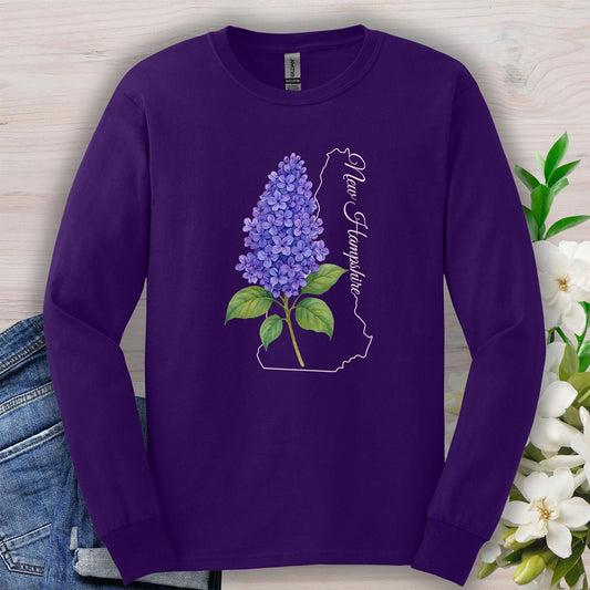 New Hampshire State Flower Long Sleeve Tee — Lilac