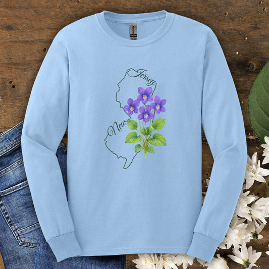 New Jersey State Flower Long Sleeve Tee — Wood Violet