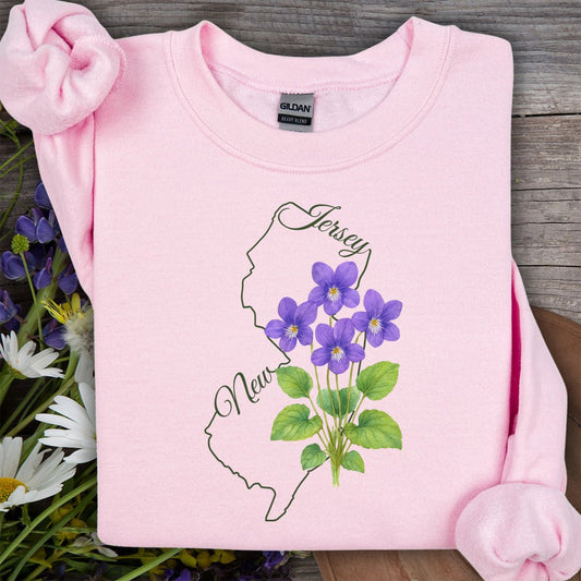 New Jersey State Flower Sweatshirt - Wood Violet