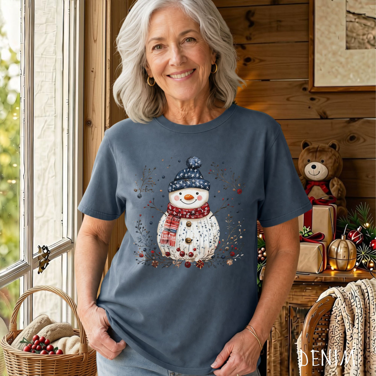 Nordic Folk Snowman Holiday T-Shirt
