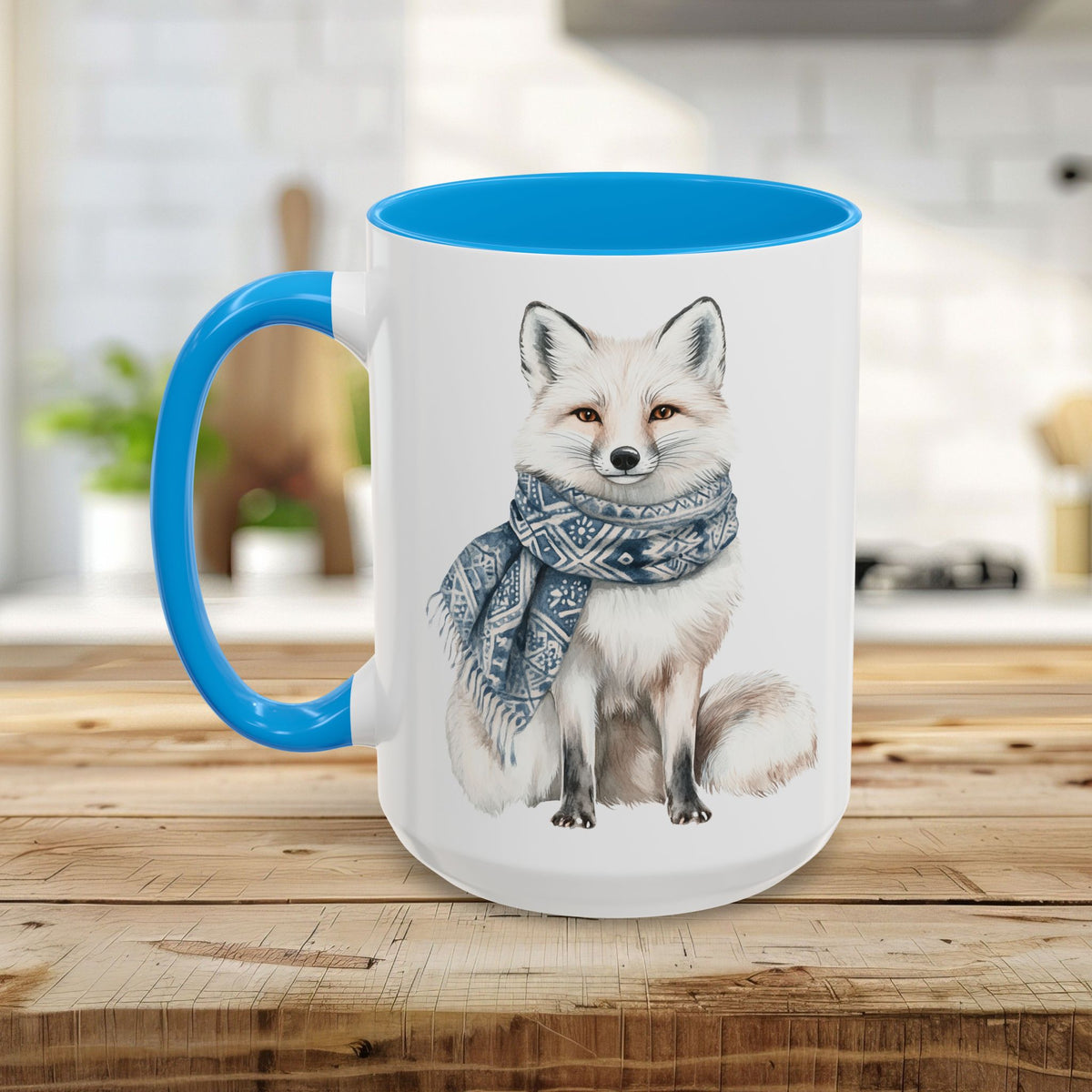 Nordic Winter White Wolf Chinoserie Mug (11/15oz)