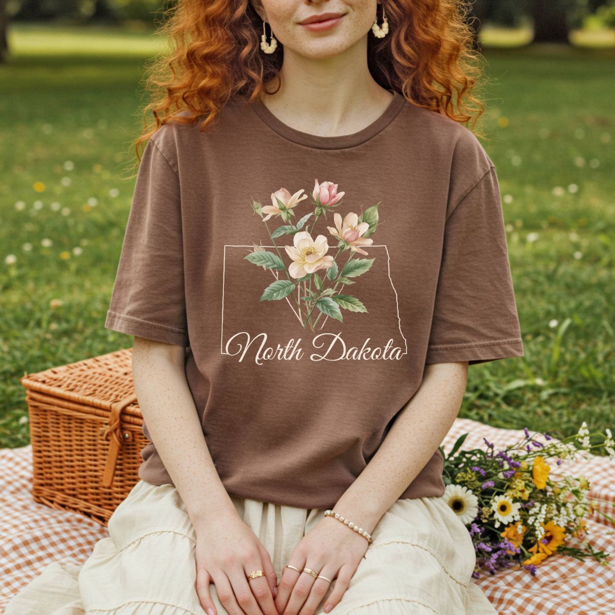 North Dakota State Flower T-Shirt — Wild Prairie Rose