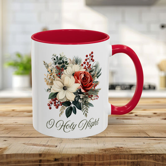 O Holy Night Christmas Floral Mug (11/15oz)