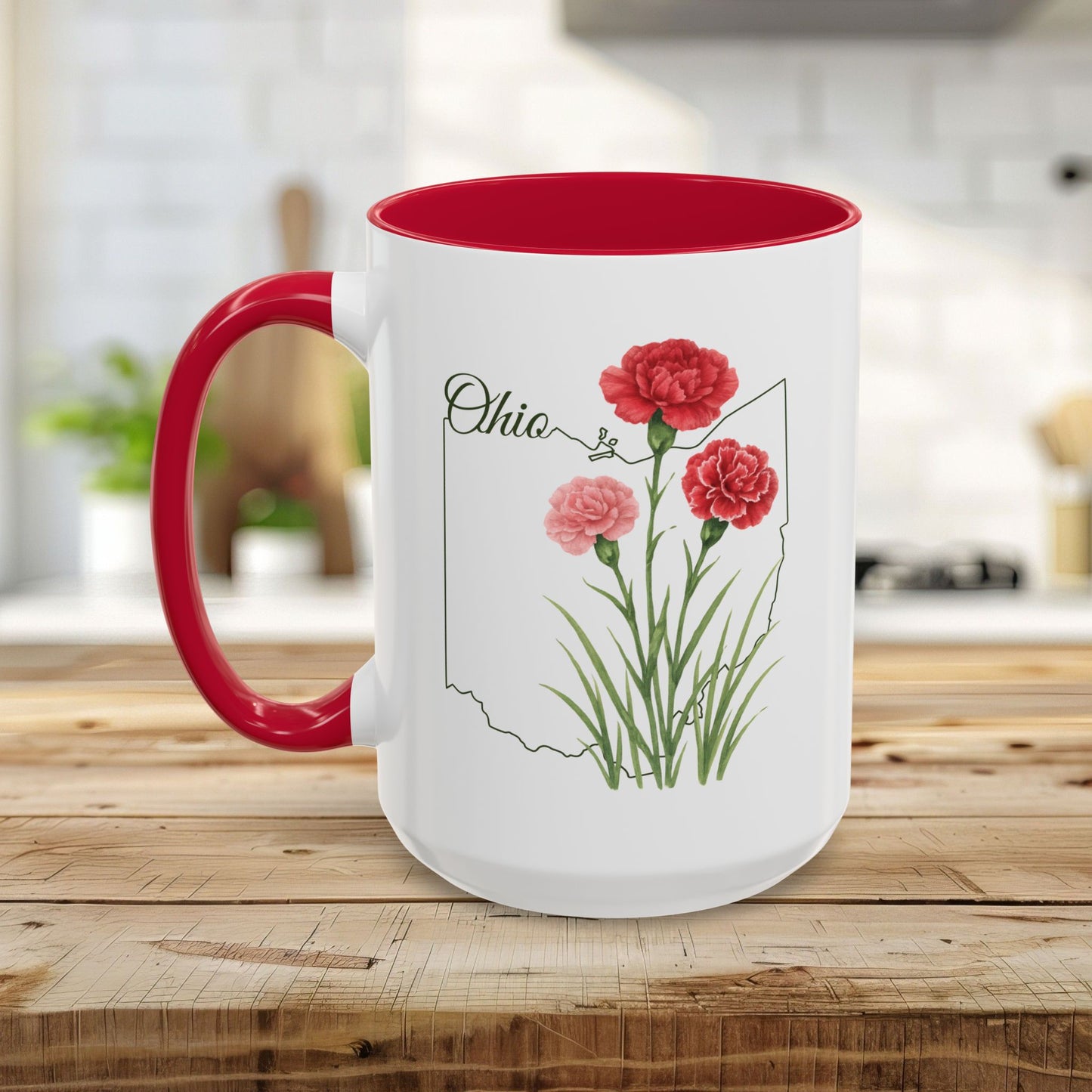 Ohio State Flower Mug (11/15oz) - Scarlet Carnation