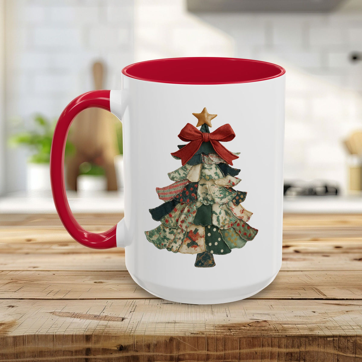 Patchwork Preppy Christmas Tree Mug (11/15oz)