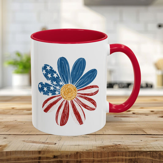 Patriotic American Flag Daisy Mug (11/15oz)