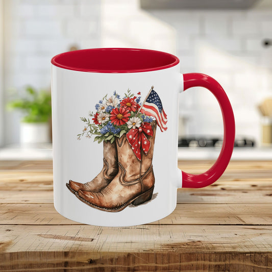 Patriotic Floral Cowboy Boots Mug (11/15oz)