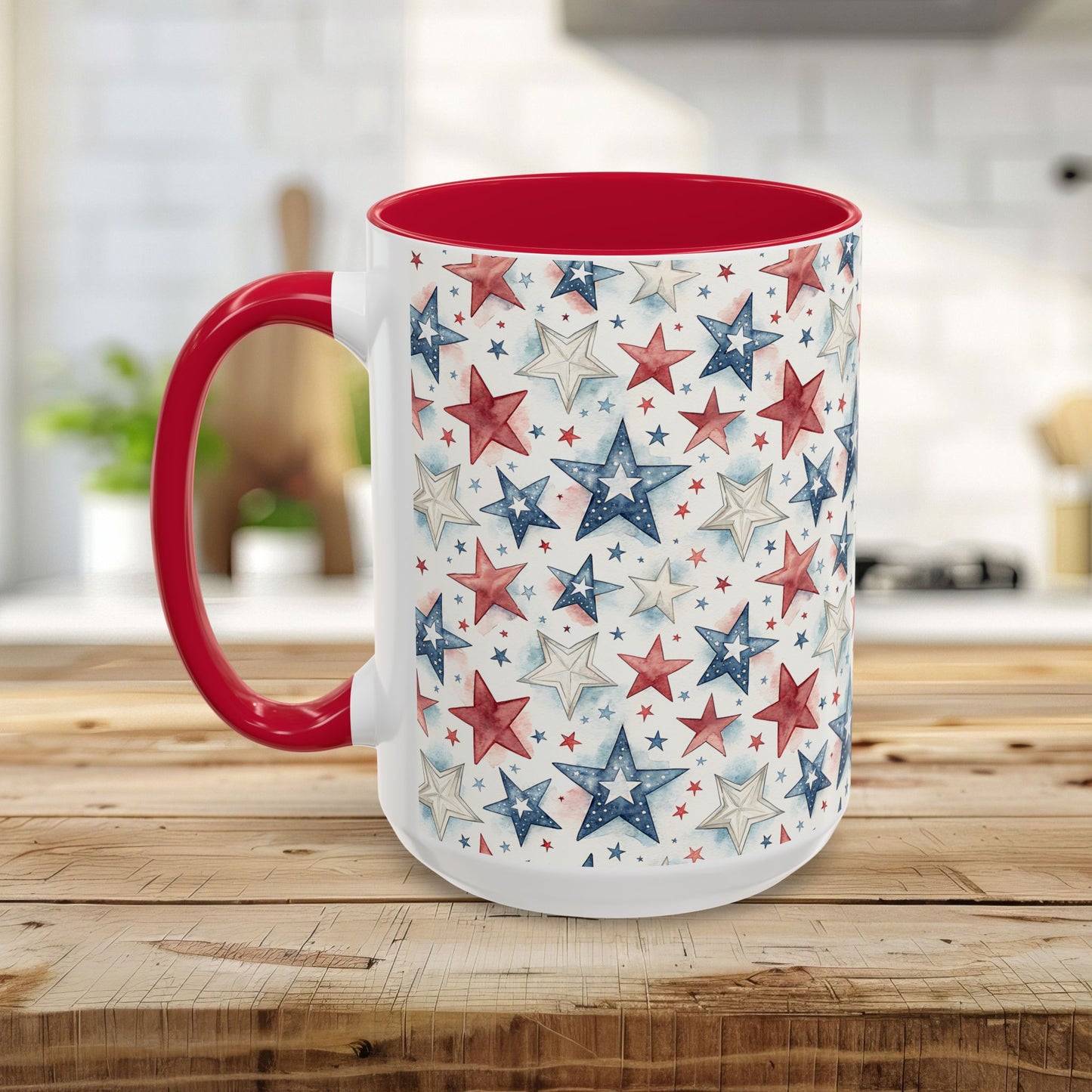 Patriotic Red White & Blue Stars Mug (11/15oz)