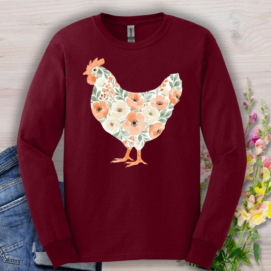 Peaches and Cream Floral Hen Long Sleeve Tee