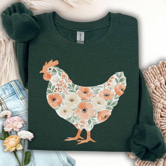 Peaches and Cream Floral Hen Sweatshirt
