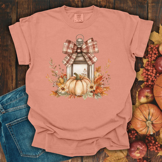 Plaid Bow Rustic Autumn Lantern T-Shirt