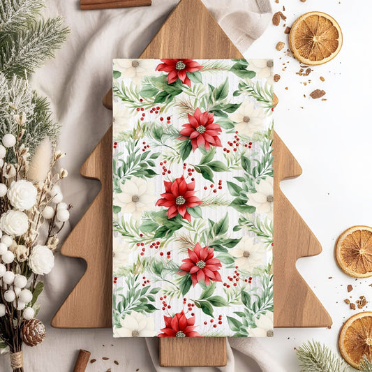 Poinsettia Holiday Microfiber Tea Towel