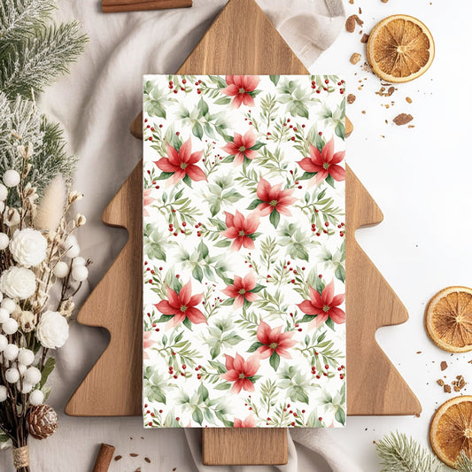 Poinsettia Watercolor Microfiber Tea Towel
