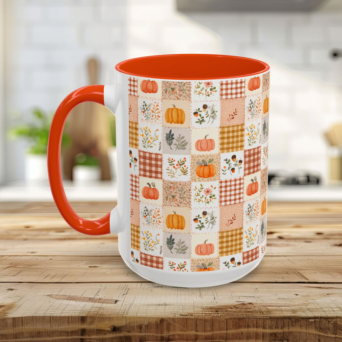 Pumpkin Floral Gingham Fall Mug (11/15oz)