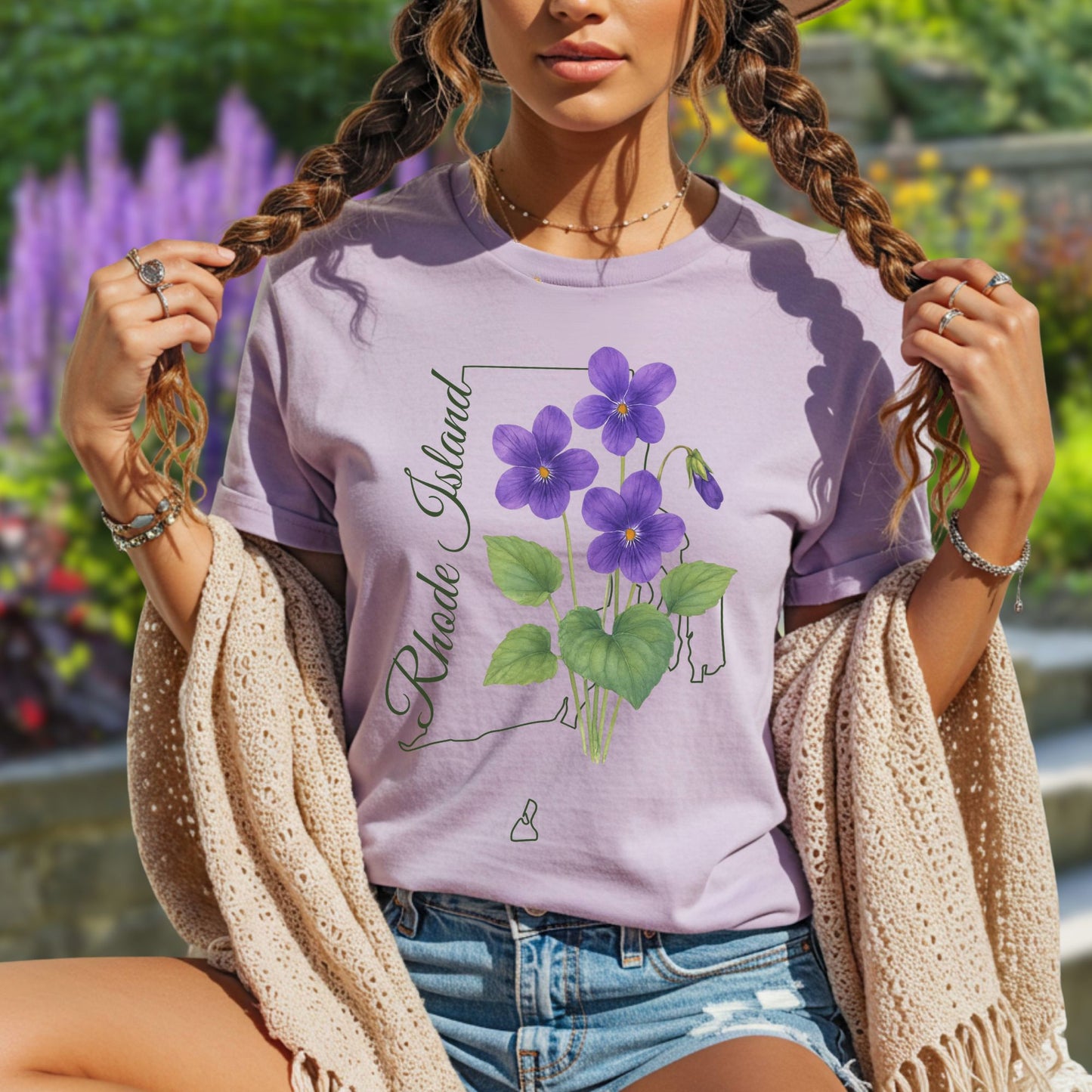 Rhode Island State Flower T-Shirt - Common Violet