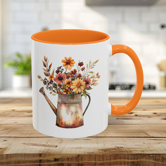 Rustic Autumn Floral Watering Can Mug (11/15oz)