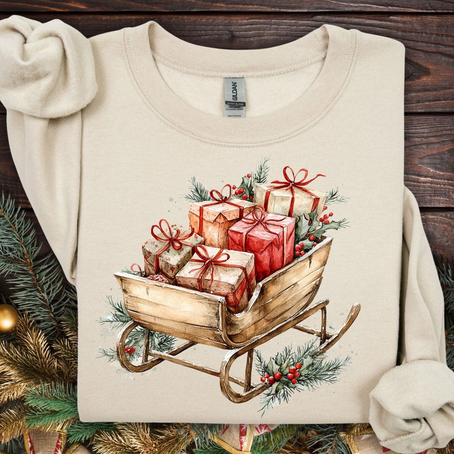Rustic Christmas Sleigh Sweatshirt