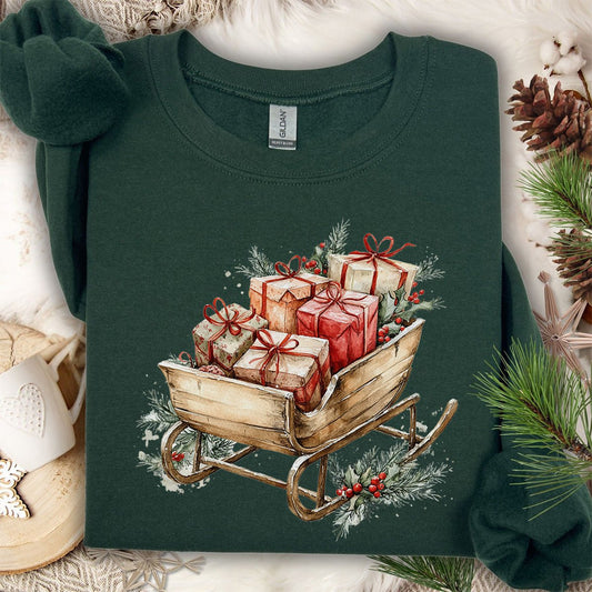 Rustic Christmas Sleigh Sweatshirt