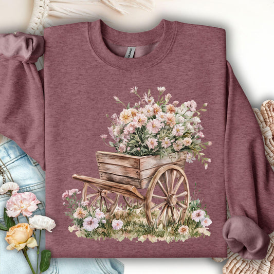 Rustic Cottage Garden Wagon Sweatshirt
