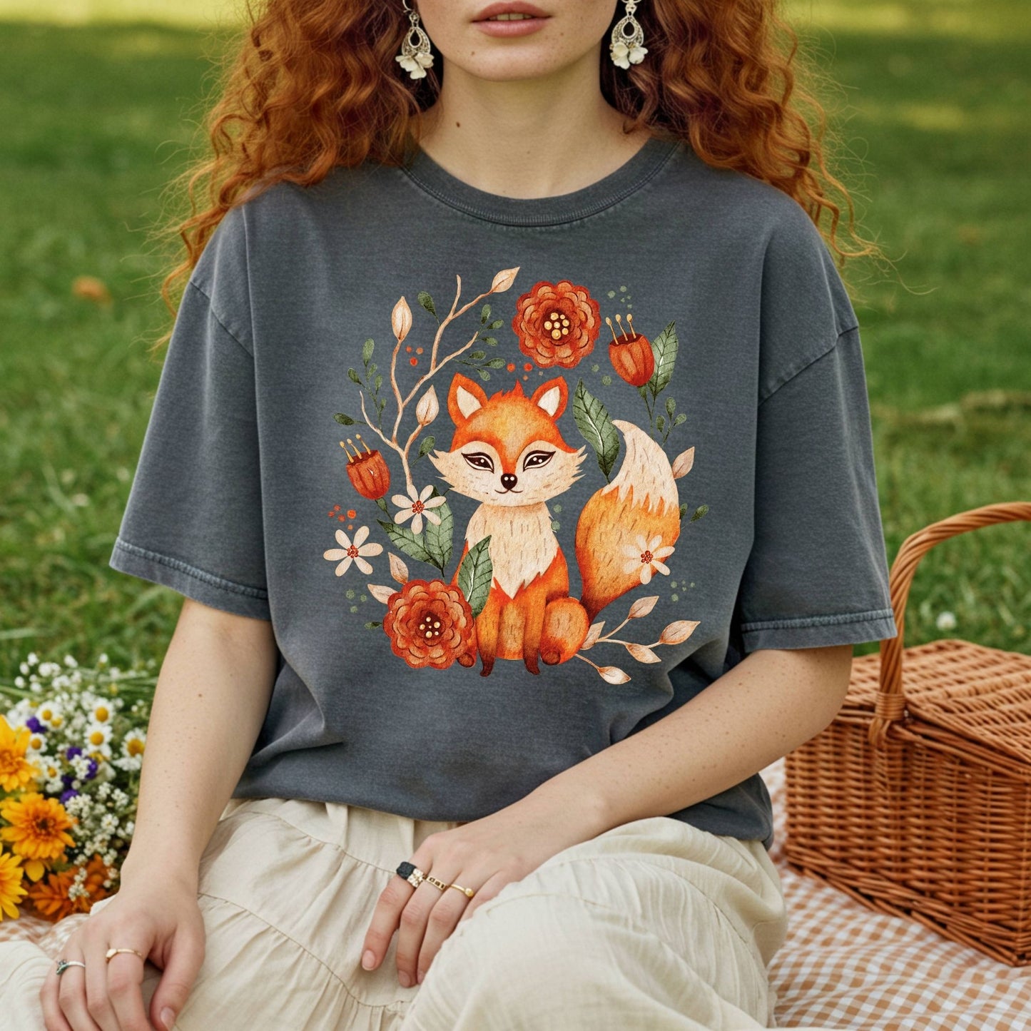 Rustic Folk Art Fox Tee