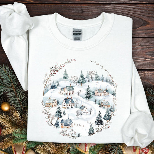Snowy Winter Village Sweatshirt