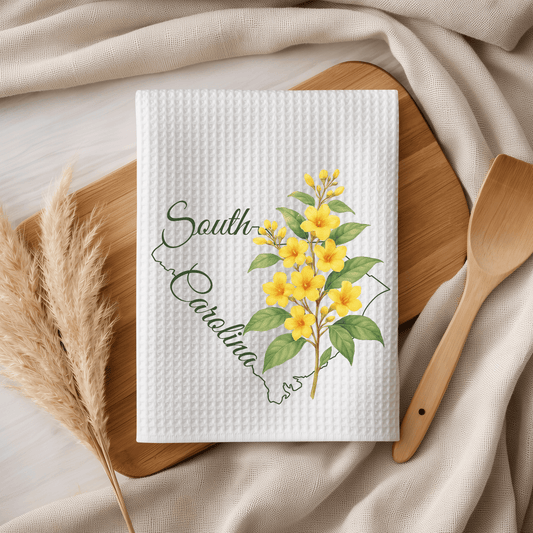 South Carolina State Flower Tea Towel — Yellow Jessamine
