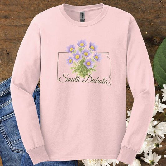 South Dakota State Flower Long Sleeve Tee - American Pasque