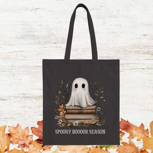 Spooky Booook Season Ghost on on Books Tote Bag