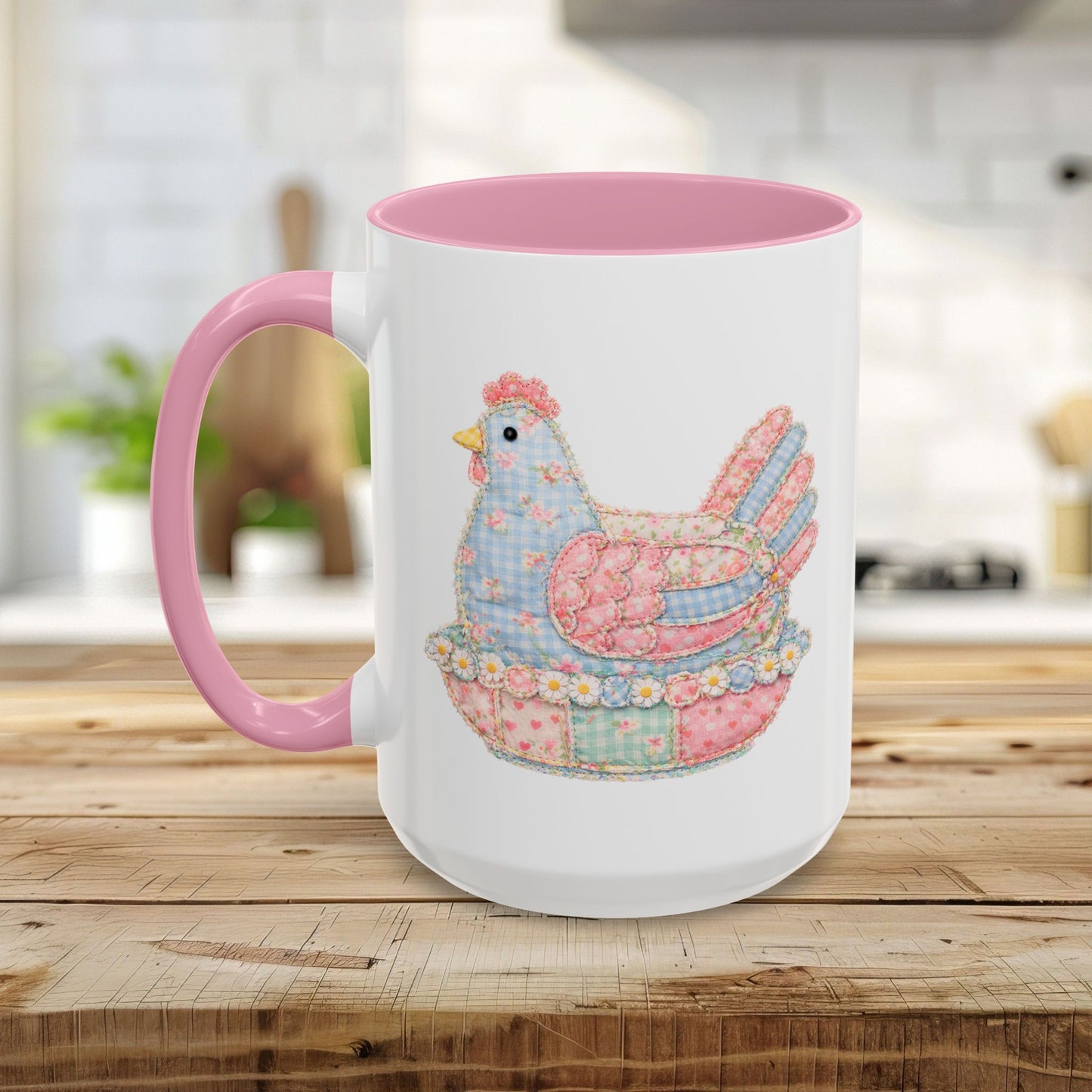 Spring Pastel Patchwork Hen Mug (11/15oz)