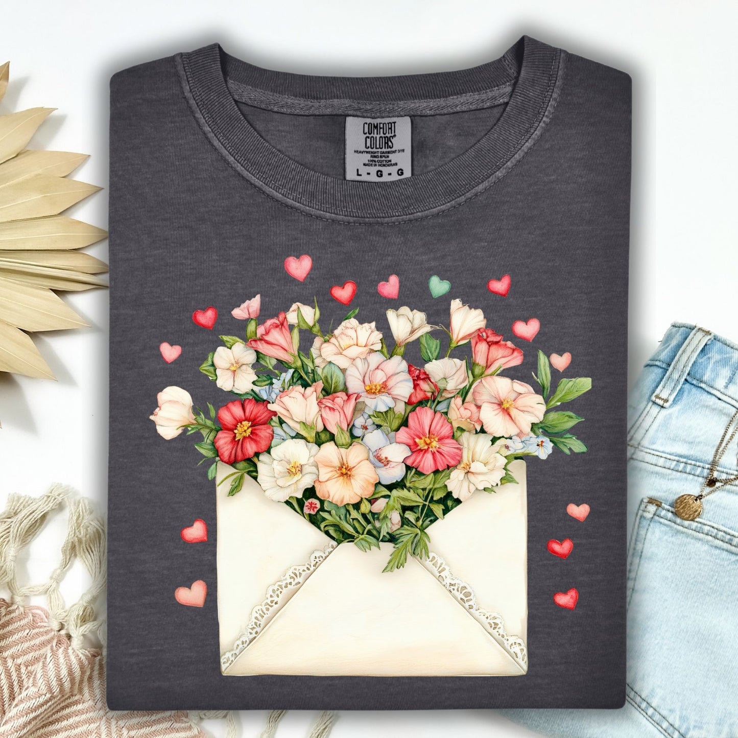 Valentine Cream Floral Love Letter T-Shirt