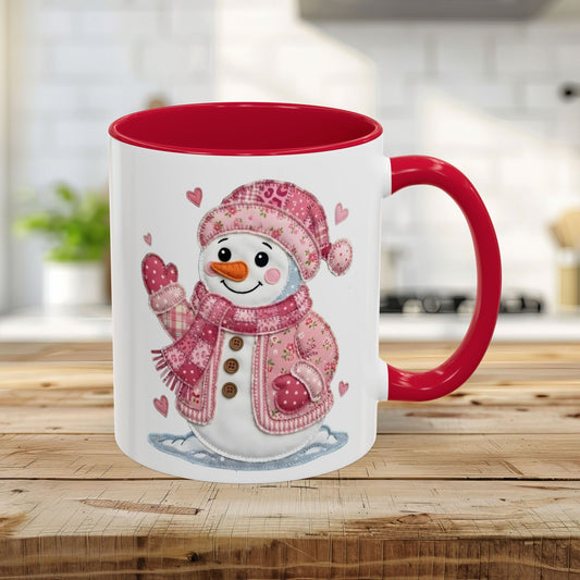 Valentine's Patchwork Snow Lady 11 & 15 oz Mug