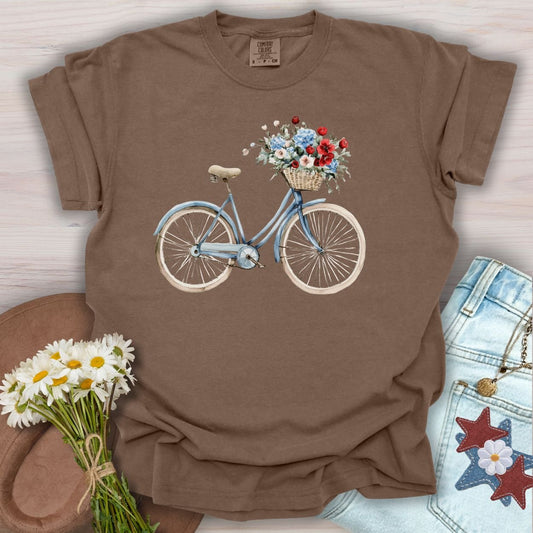 Vintage Americana Bicycle with Flowers T-Shirt