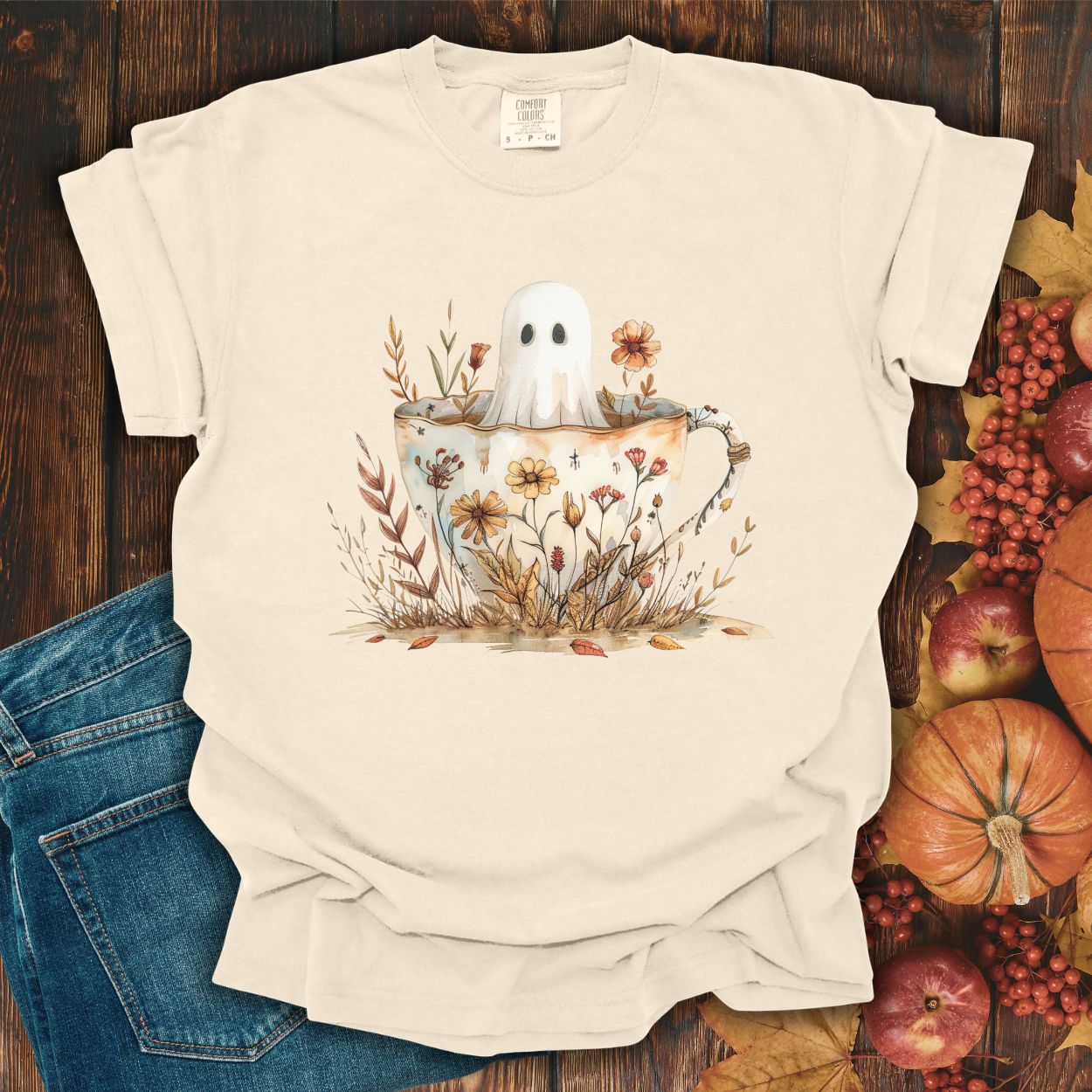 Vintage Ghost in a Floral Teacup T-Shirt