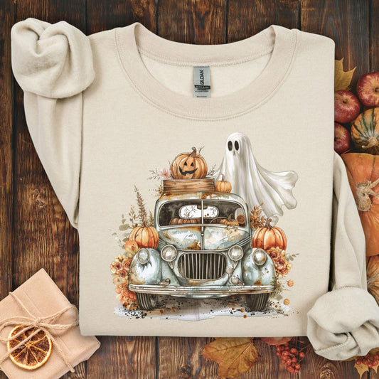 Vintage Halloween Truck & Ghost