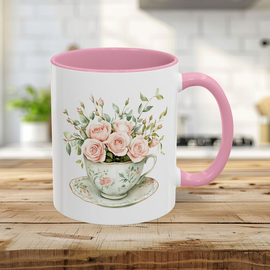 Vintage Rose Bouquet Teacup Mug (11oz & 15oz)