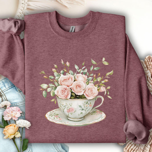 Vintage Rose Bouquet Teacup Sweatshirt