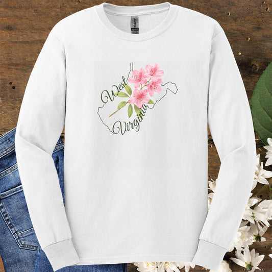 West Virginia State Flower Long Sleeve Tee — Rhododendron