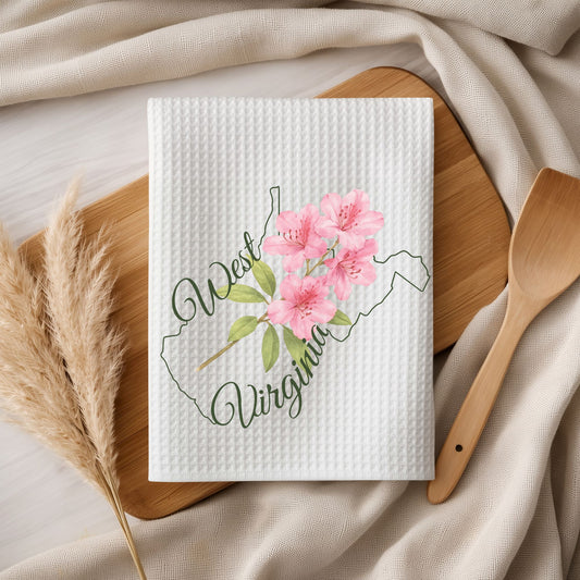 West Virginia State Flower Tea Towel — Rhododendron