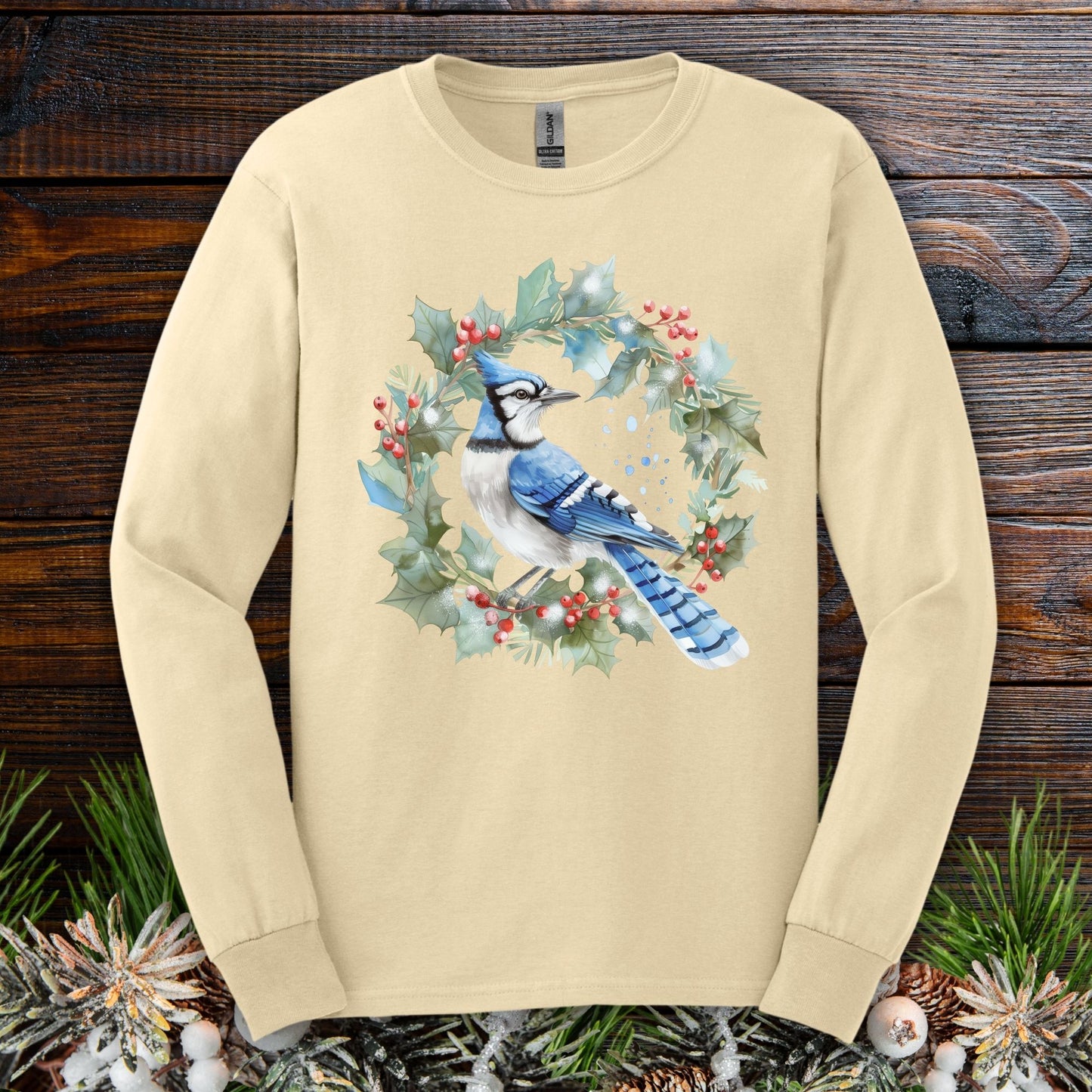 Winter Blue Jay Long Sleeve Tee