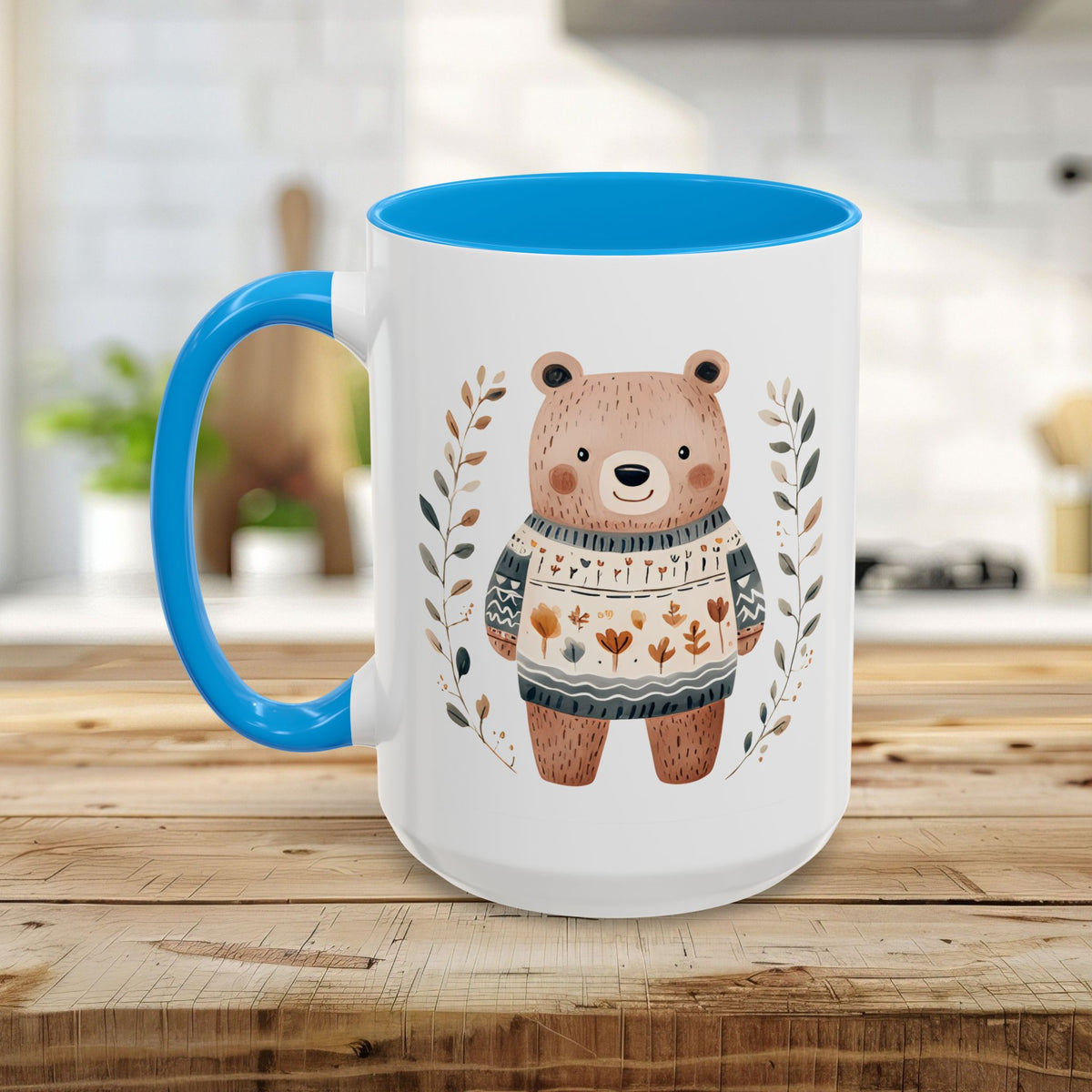 Winter Folk Art Brown Bear Mug (11/15oz)