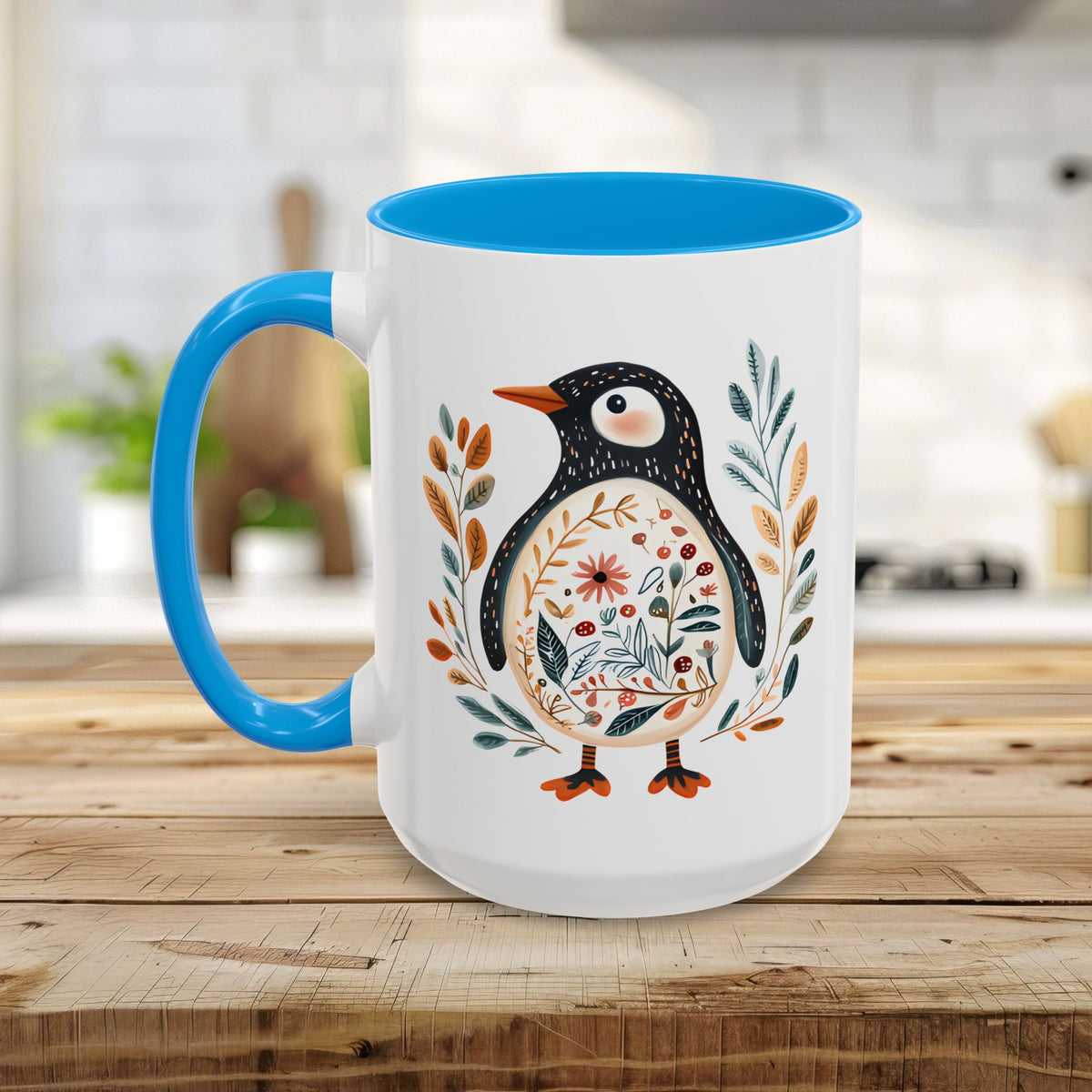 Winter Folk Art Penguin Mug (11/15 oz)